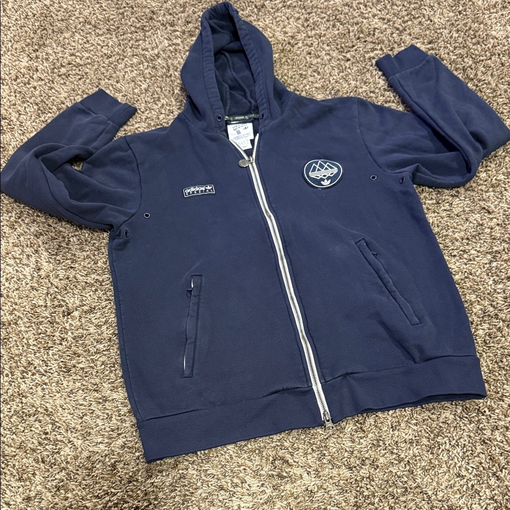 adidas Navy Full-Zip Hooded Jacket